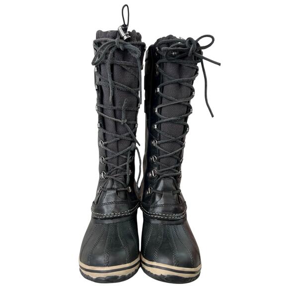 SOREL Joan of Arctic Wedge II Leather Suede Lace Up Winter Snow Boots Black 8.5 - Picture 10 of 16